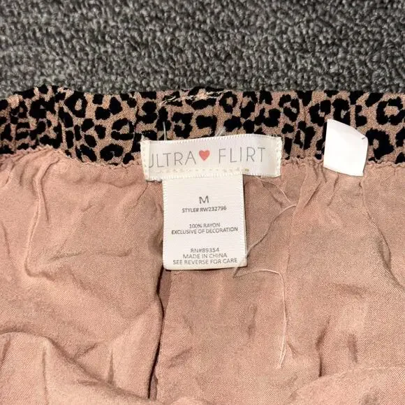 Ultra Flirt Tiered Midi Skirt Women’s Medium Brown Black Leopard Print Boho - Picture 2 of 5